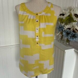 Casual Yellow & White Tank Top